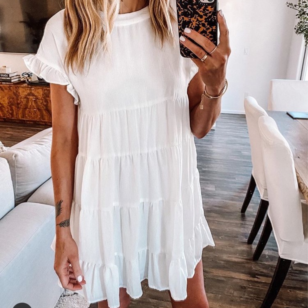 Ruffle Mini Dress - White Tiered Amazon Fashion